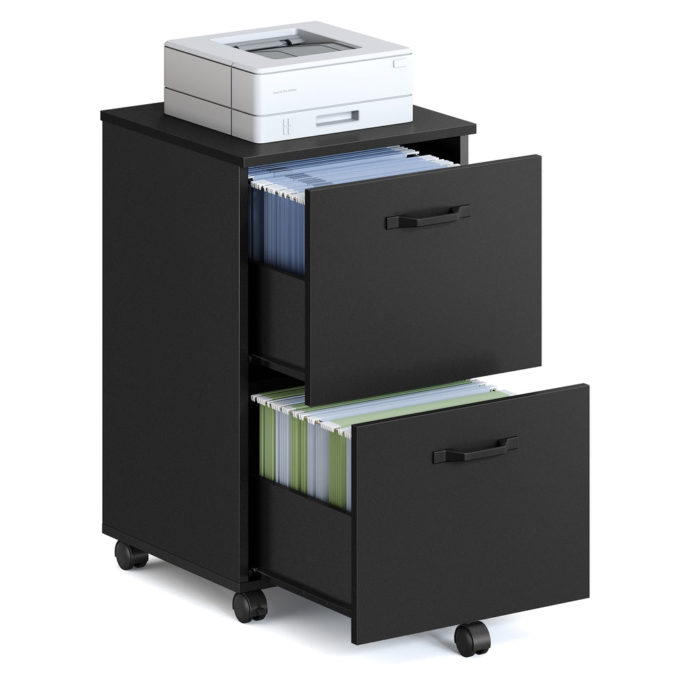 2-Drawer File Cabinet Small Rolling Filing Cabinet Rustic Brown and Ink Black - Matte Black