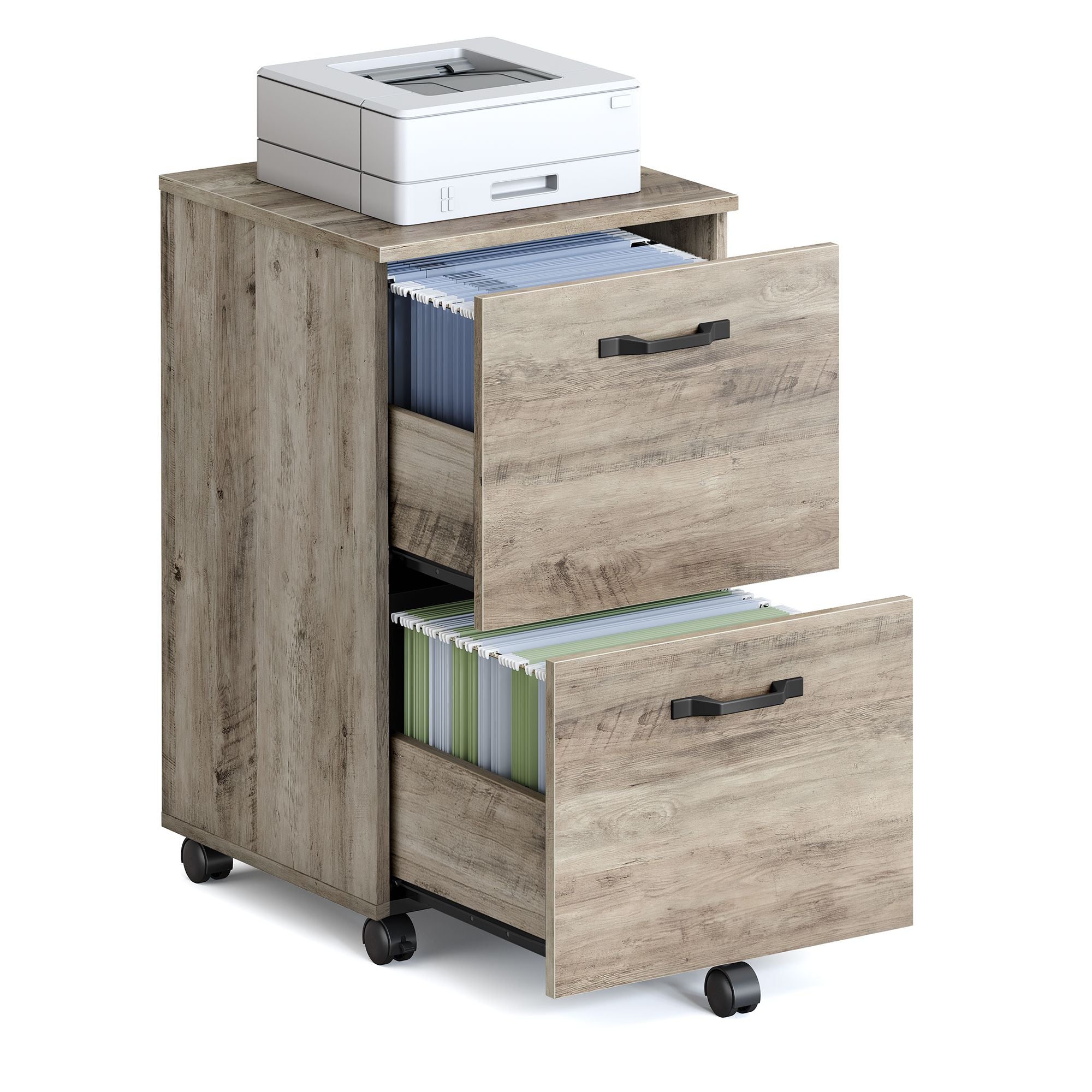 2-Drawer File Cabinet - Small Rolling Filing Cabinet for Home Office - Heather Greige