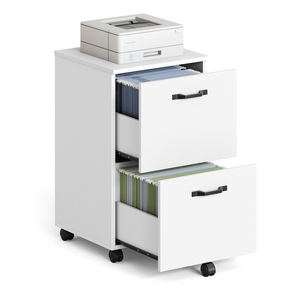 2-Drawer File Cabinet Small Rolling Filing Cabinet Rustic Brown and Ink Black - White