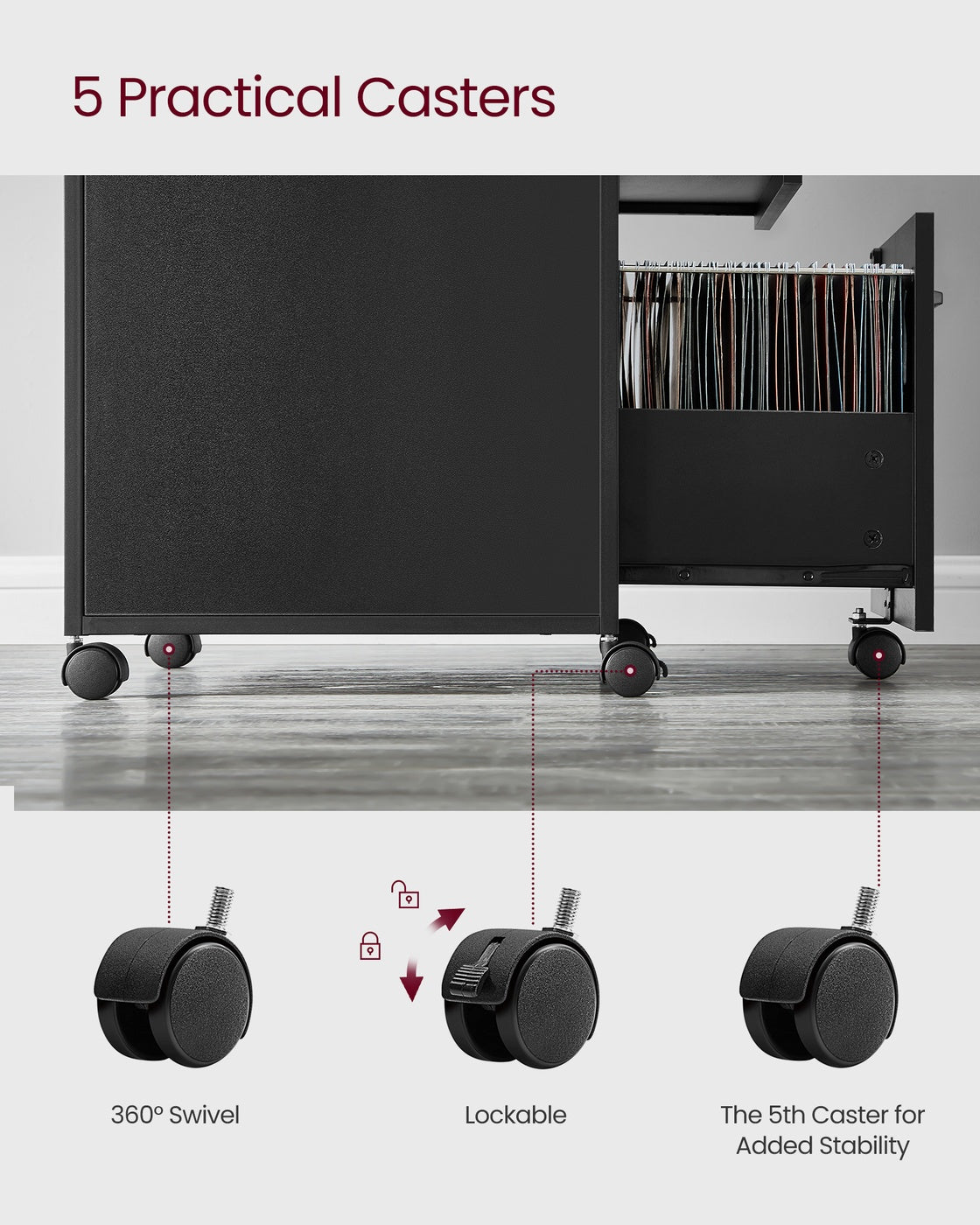 File Cabinet - 2 Drawers - 4A Letter Size - Black - Ink Black