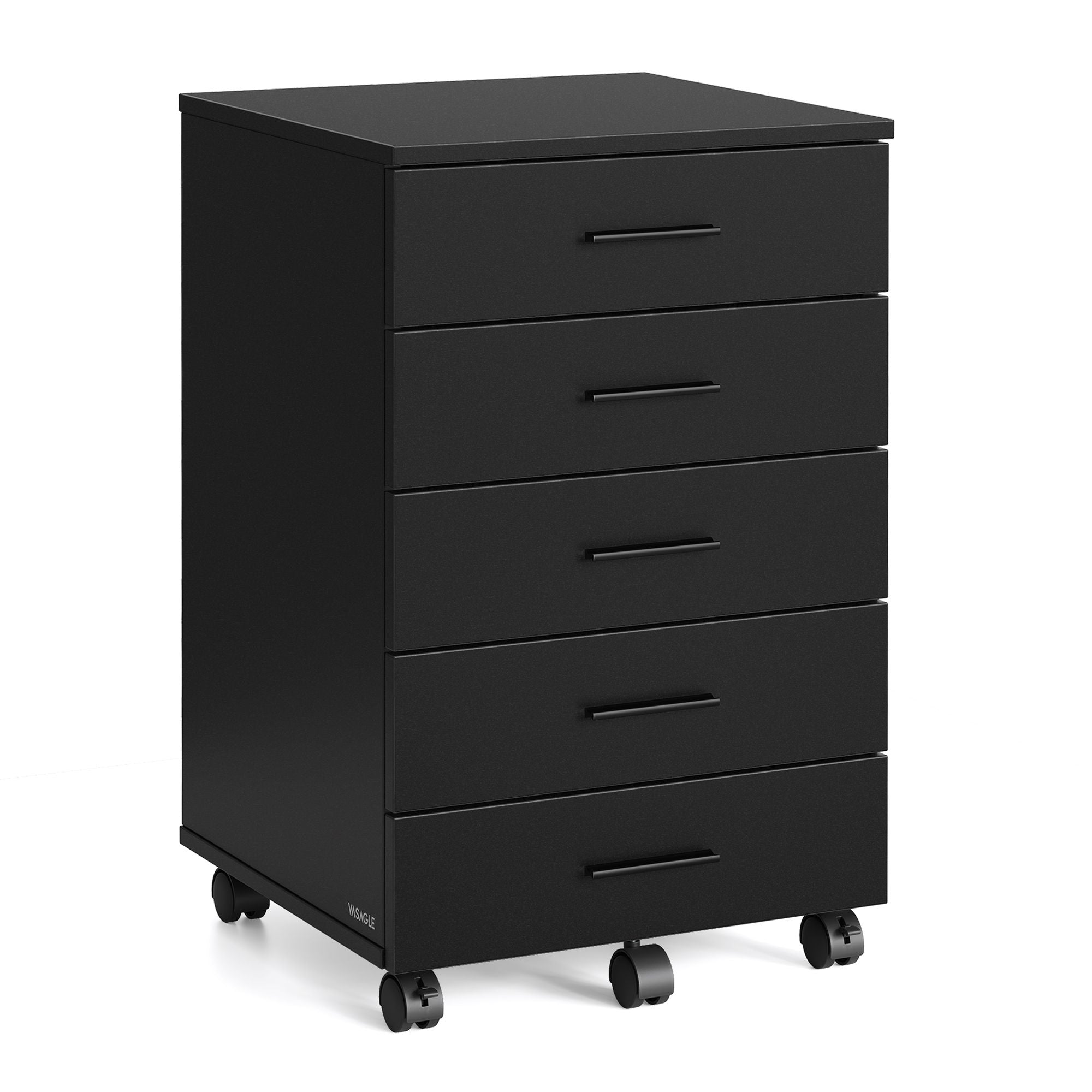 CUSTOS Collection - File Cabinet - Mobile Pedestal Filing Cabinet with Wheels - Ink Black - Black