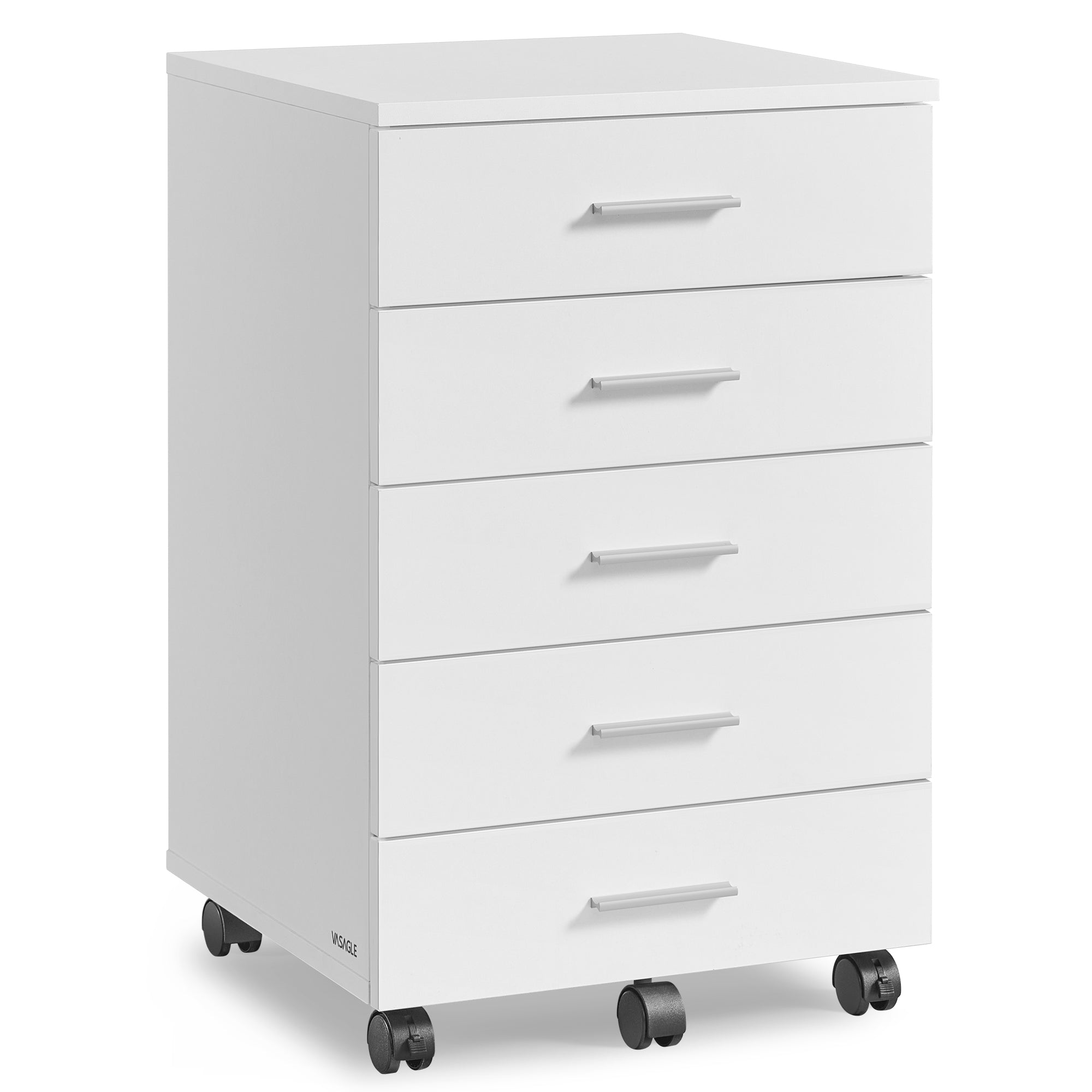 CUSTOS Collection - File Cabinet - Mobile Pedestal Filing Cabinet with Wheels - Ink Black - White