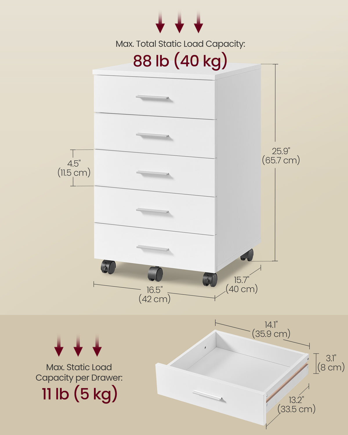 CUSTOS Collection File Cabinet - Mobile Pedestal - Wheels
