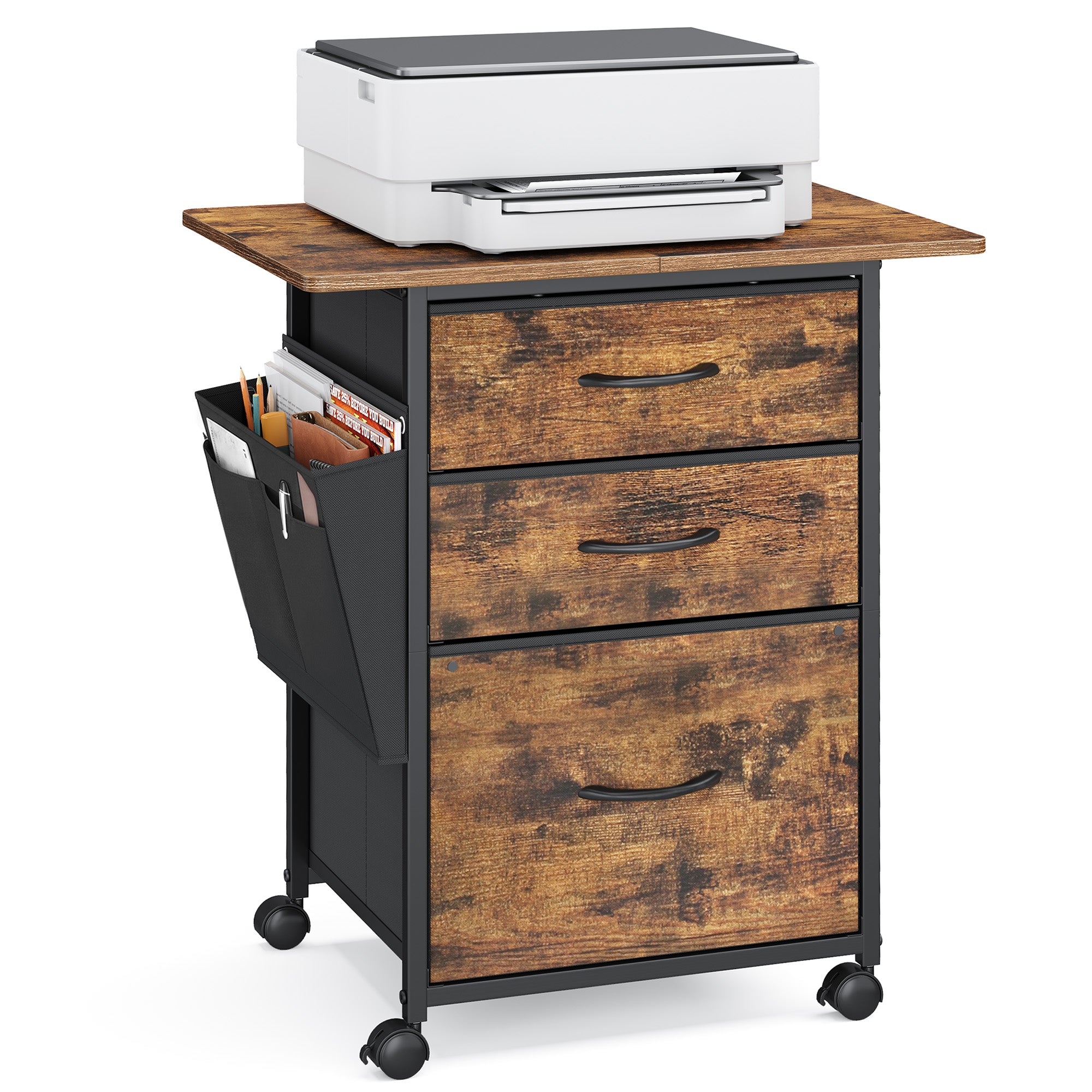 3-Drawer File Cabinet - Rustic Brown