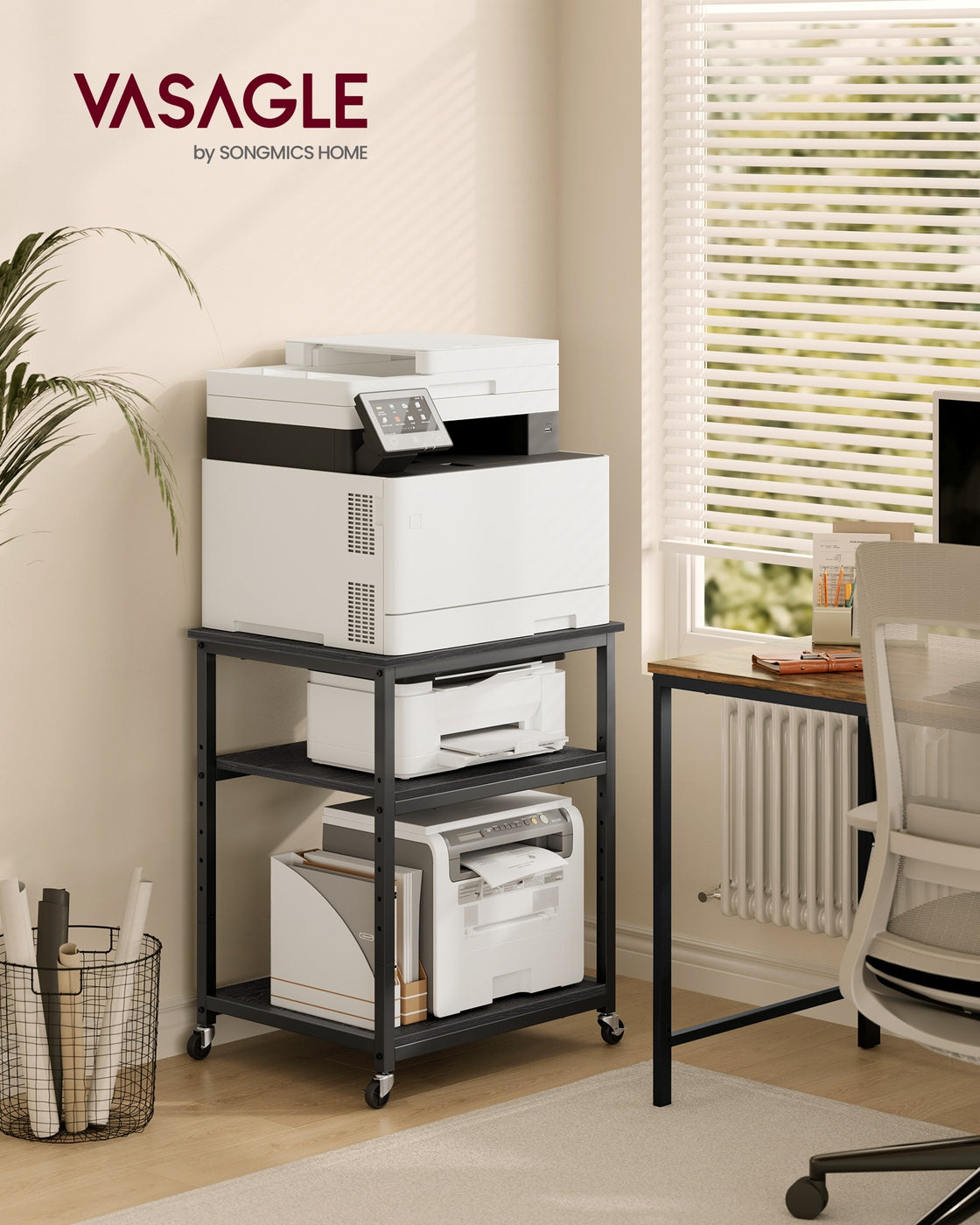 3-Tier Rolling Printer Stand