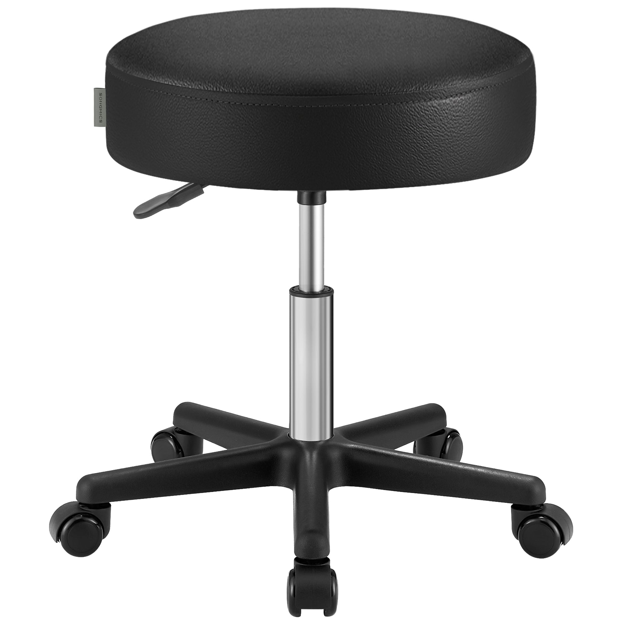 Rolling Stool - Adjustable Swivel Stools Chair - PU Leather - Black