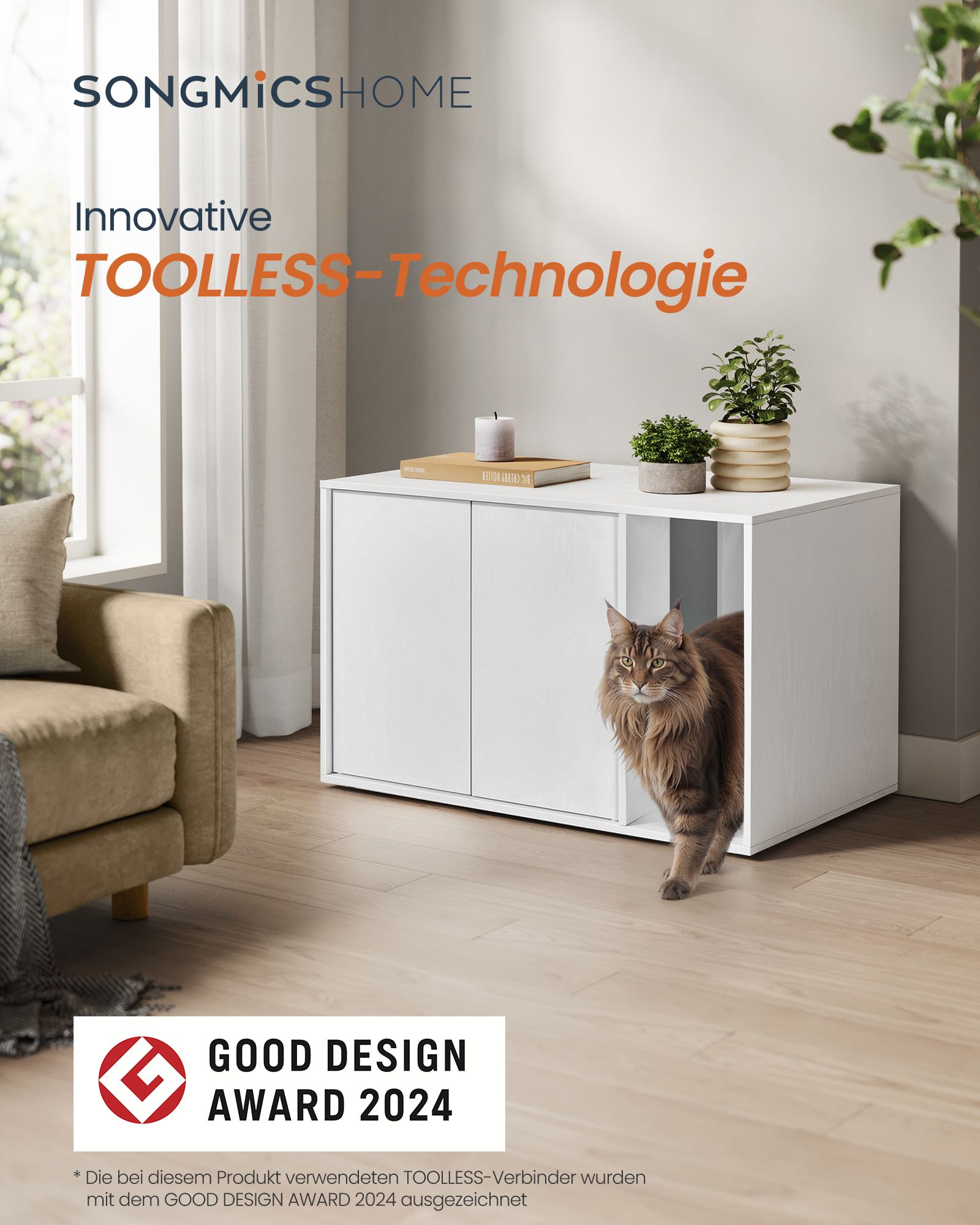 Cat Litter Box Enclosure - Toolless Assembly - For Large Cats - 31 Inch