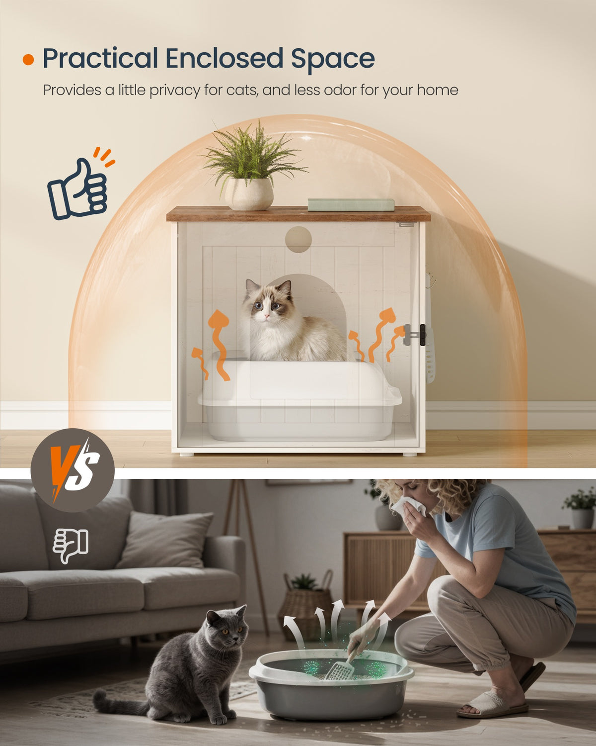 Cat Litter Box Enclosure - Superfast Assembly - 21.7 x 19.7 x 19.7 inches