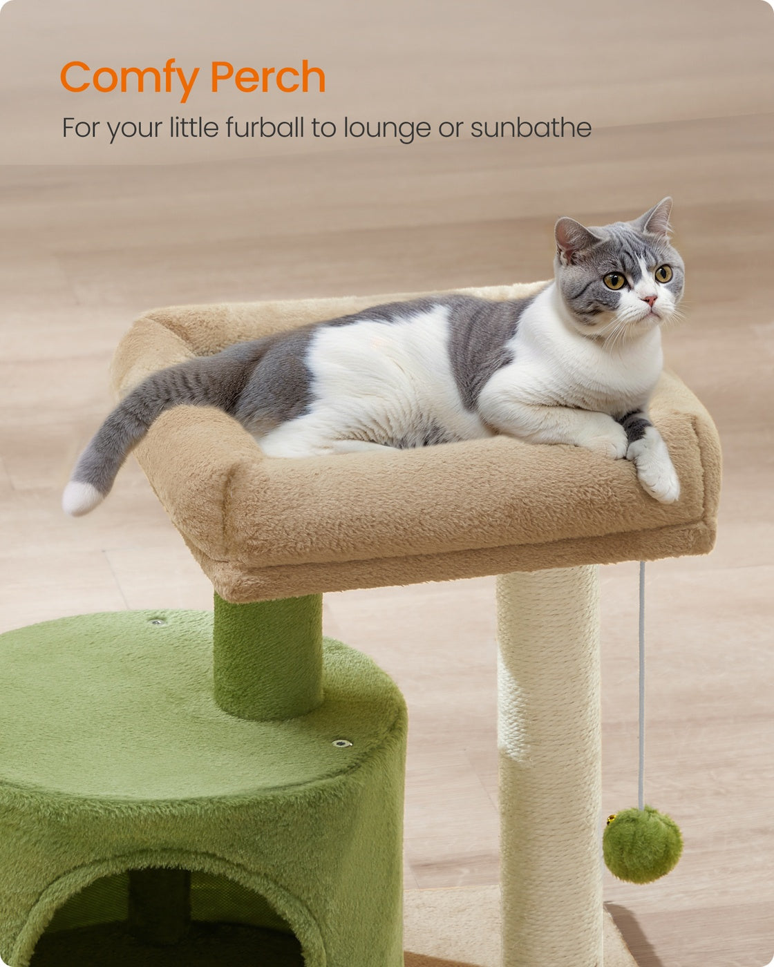 Small Cat Tower - Sisal Scratching Post - 18 Inch Compact Cat Tree