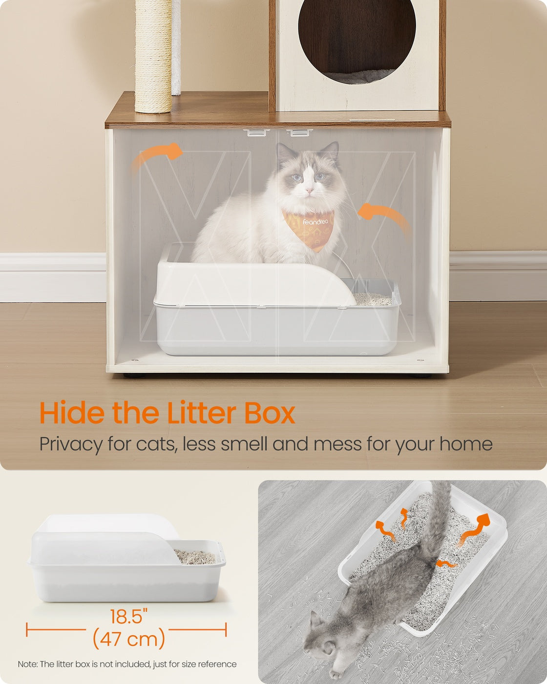 Cat Tree - Hidden Litter Box Enclosure - Scratching Posts