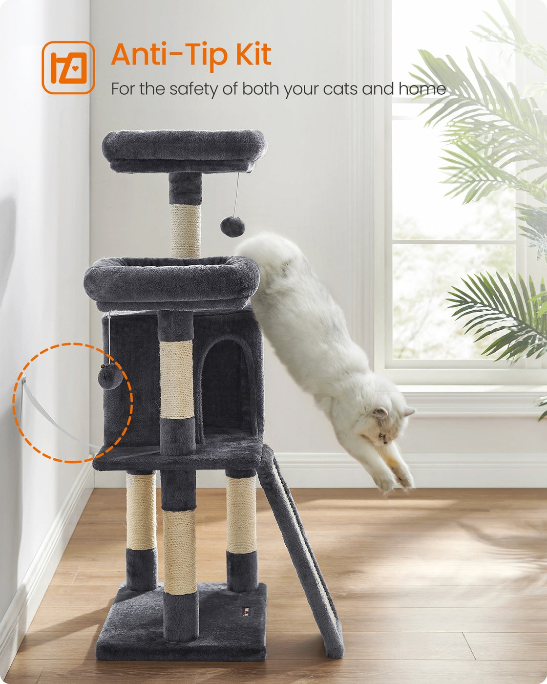 Cat Tree Condo - 45 Inch - Scratching Post - Multi-Level Cat Tower