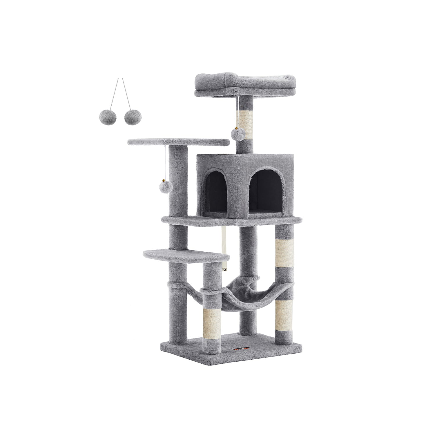 Cat Tree - 56.3-Inch Cat Tower for Indoor Cats - Multi-Level Cat Condo with 4 Scratching Posts Beige - Light Gray - 17.7"L x 13.8"W x 44.1"H