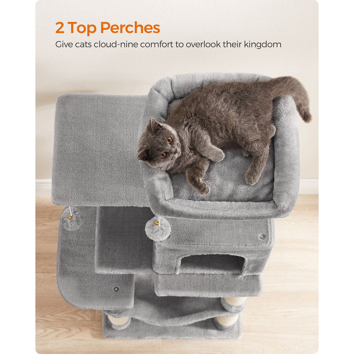 Cat Tree - Multi-Level Condo - 4 Scratching Posts - Hammock
