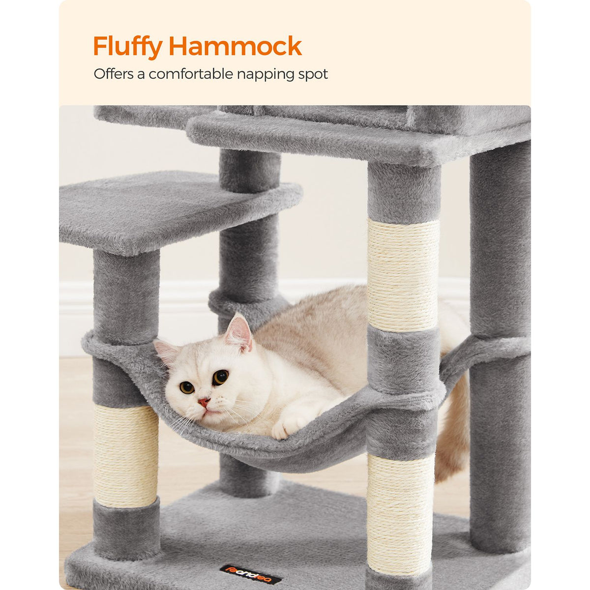 Cat Tree - Multi-Level Condo - 4 Scratching Posts - Hammock