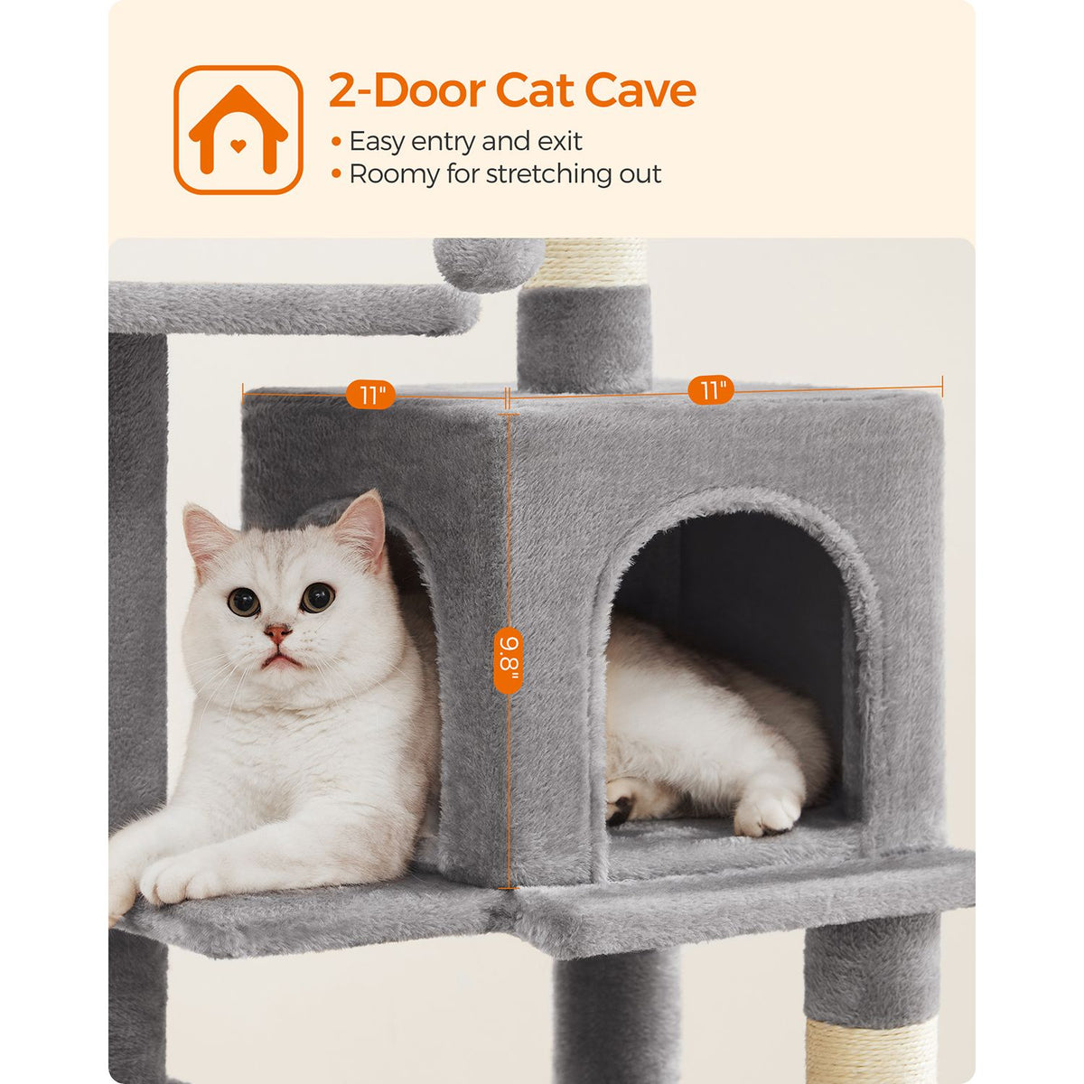 Cat Tree - Multi-Level Condo - 4 Scratching Posts - Hammock