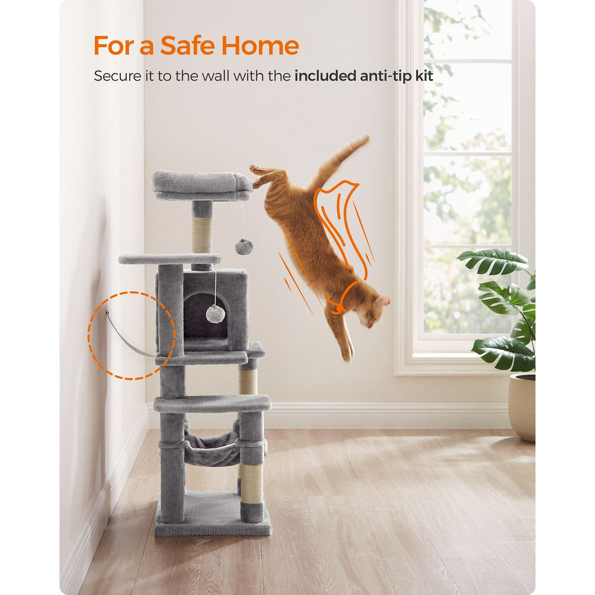 Cat Tree - Multi-Level Condo - 4 Scratching Posts - Hammock