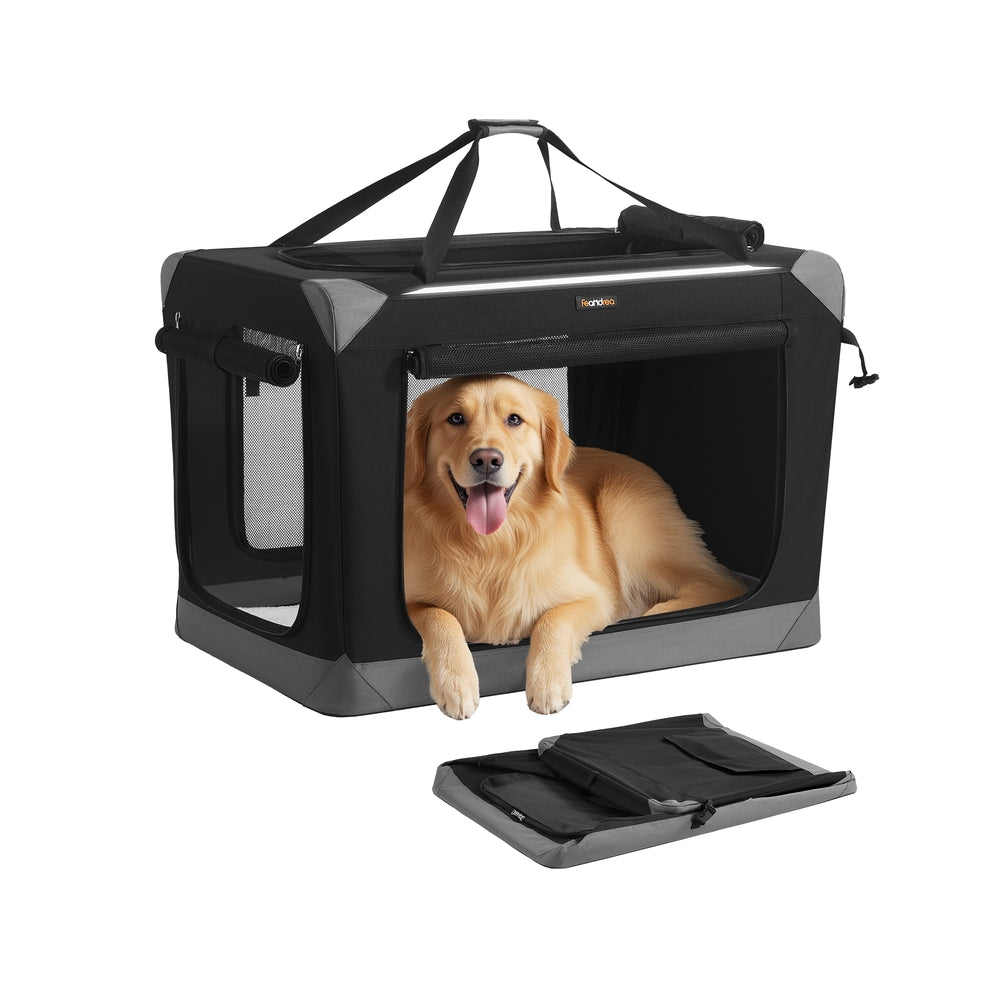 Collapsible Fabric Dog Crate - 36 Inch - Mesh Doors - Folds Flat For Travel