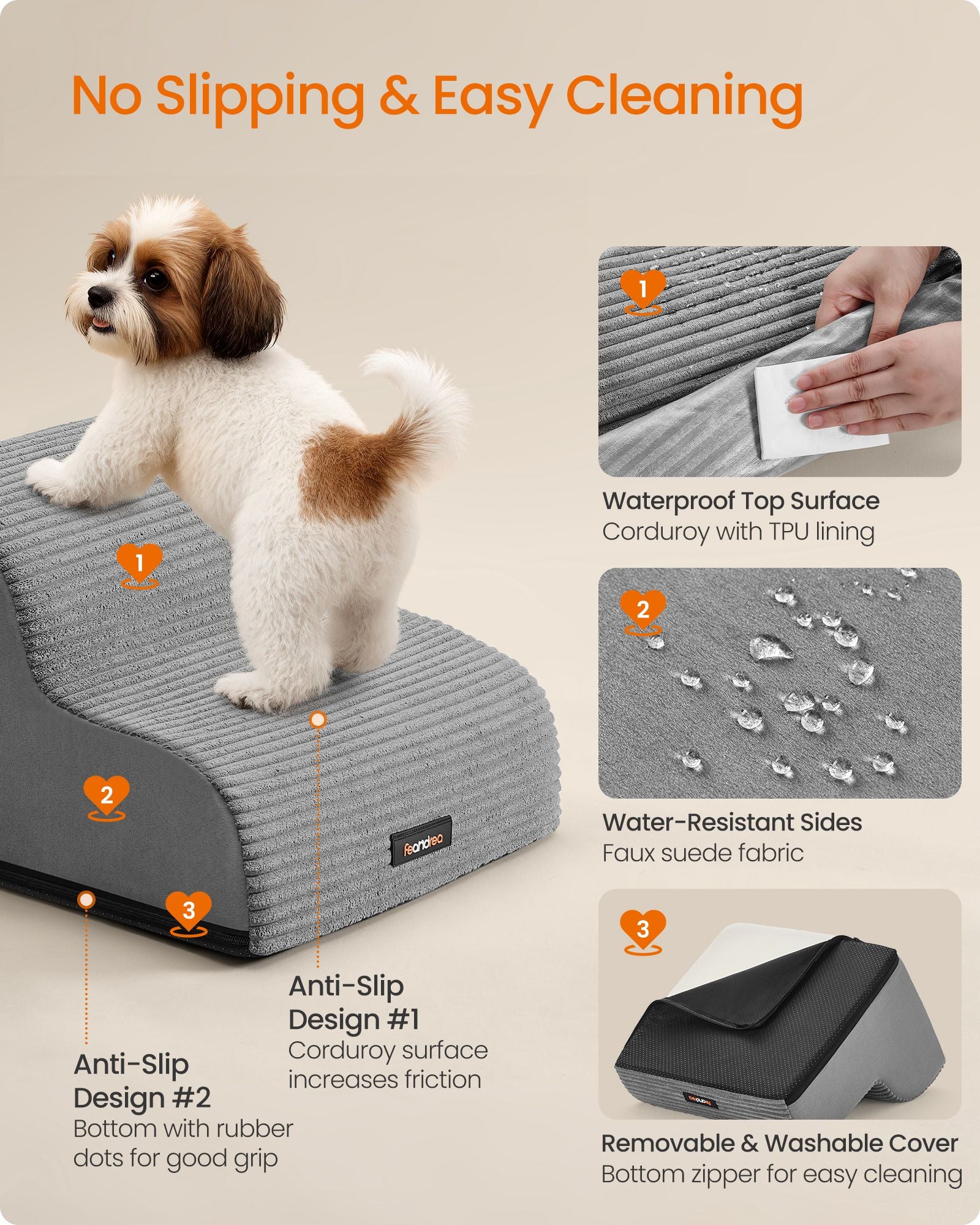 2-Step Dog Stairs - Dove Gray