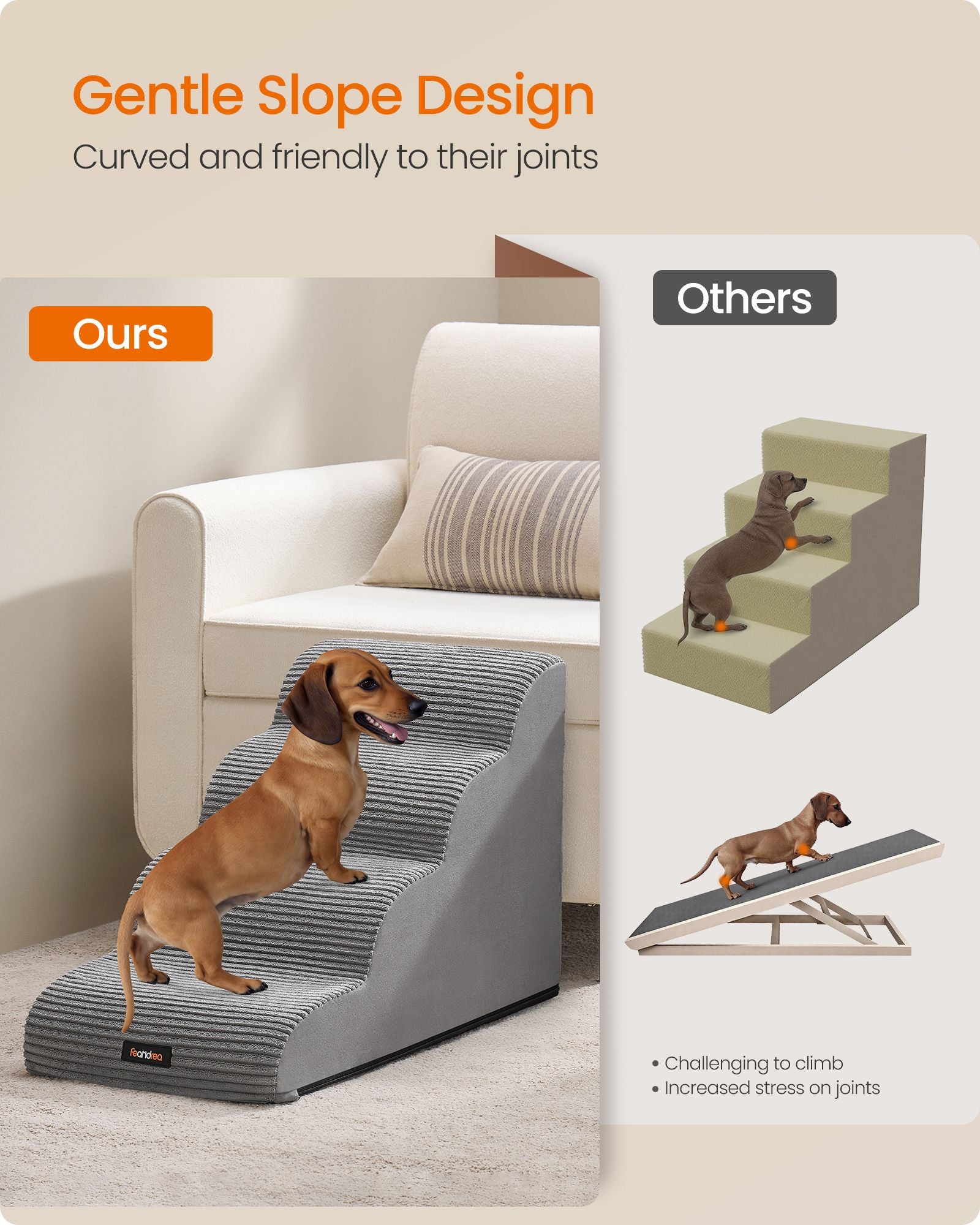 2-Step Dog Stairs - Dove Gray - 28.3"D x 15.7"W x 19.7"H