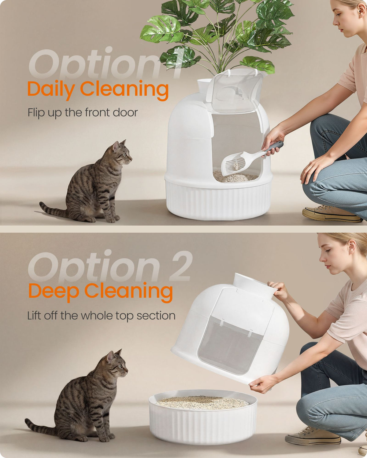 Cat Litter Box Enclosure - Artificial Plant Design - PP Plastic