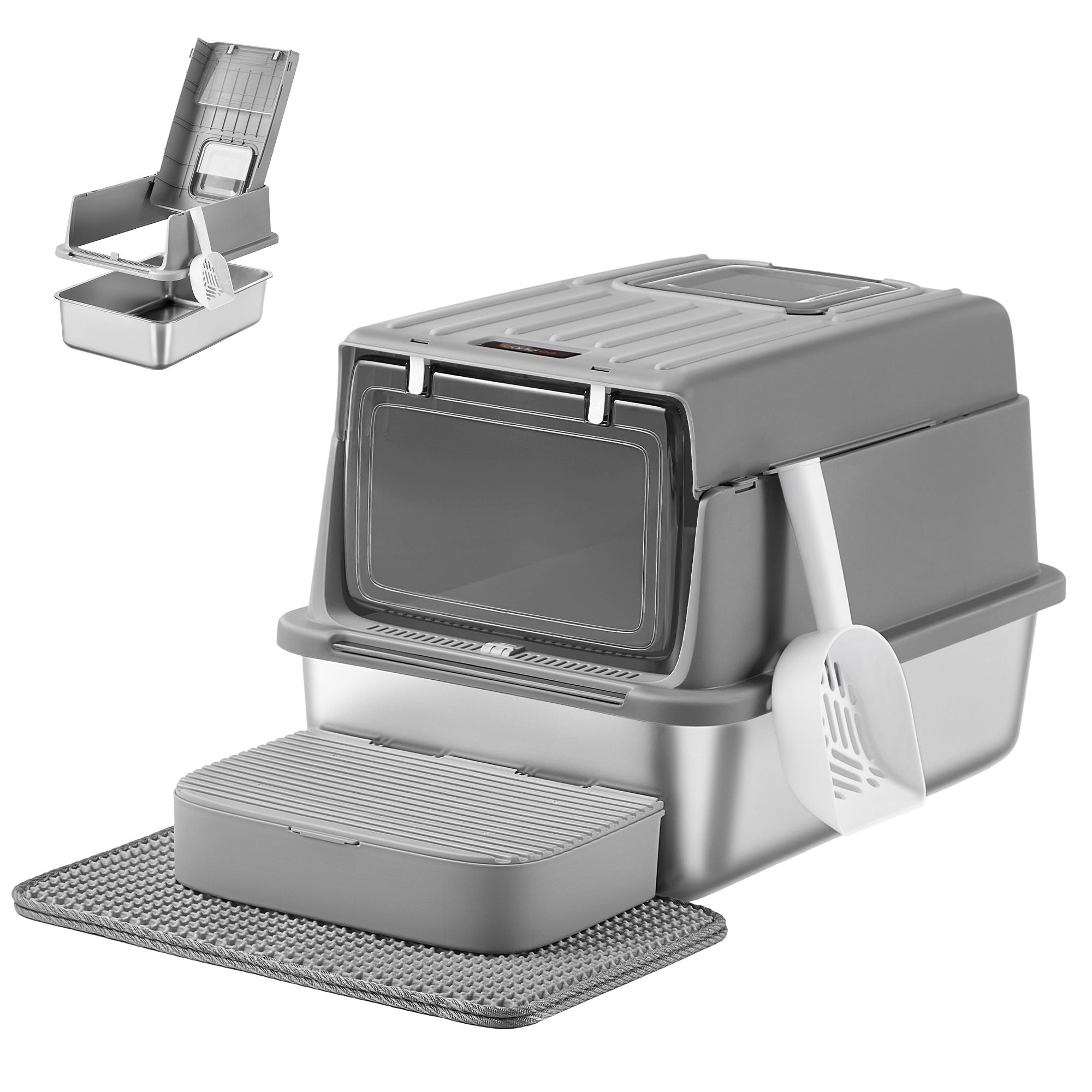 Stainless Steel Cat Litter Box with Flip Lid