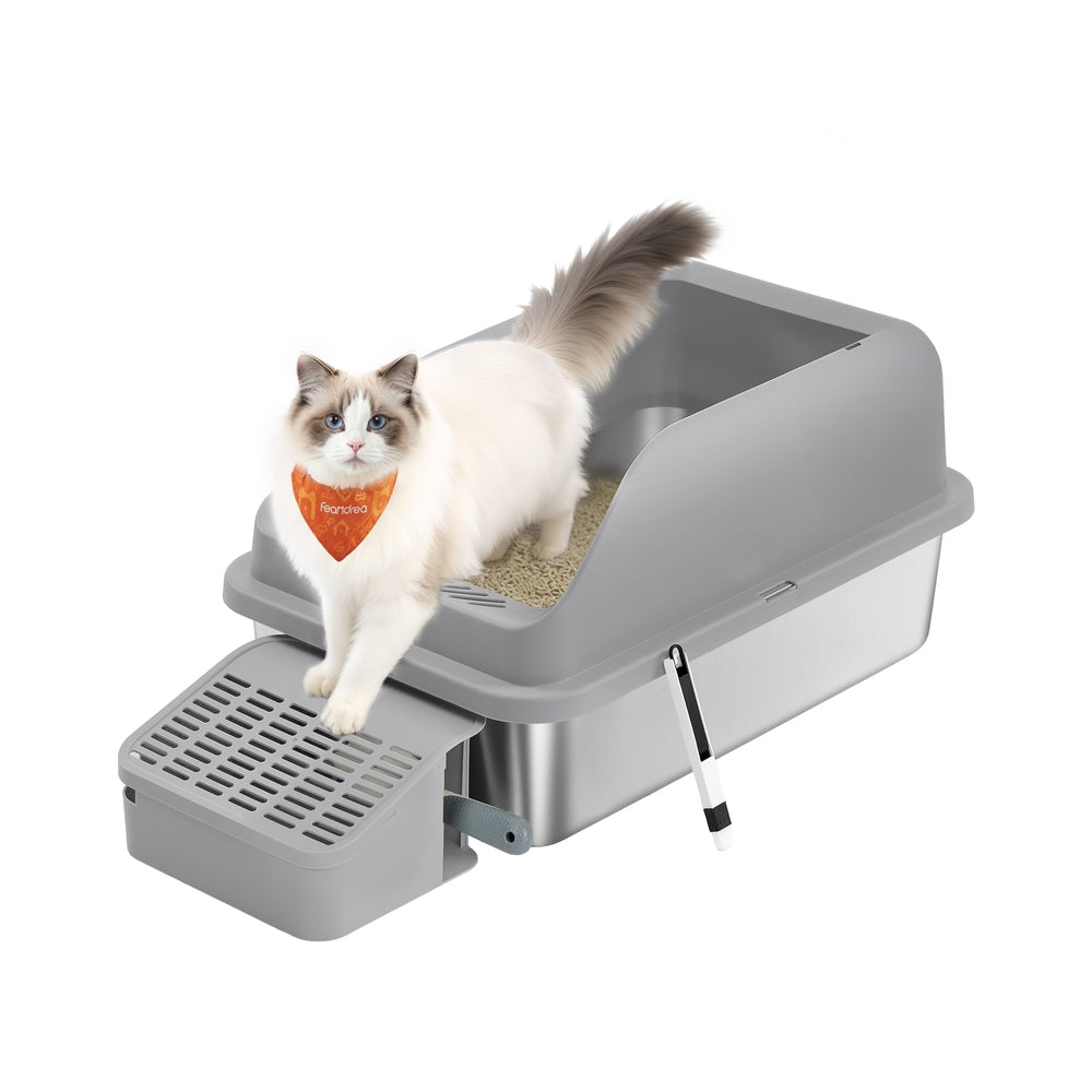 Stainless Steel Cat Litter Box - Slate Gray