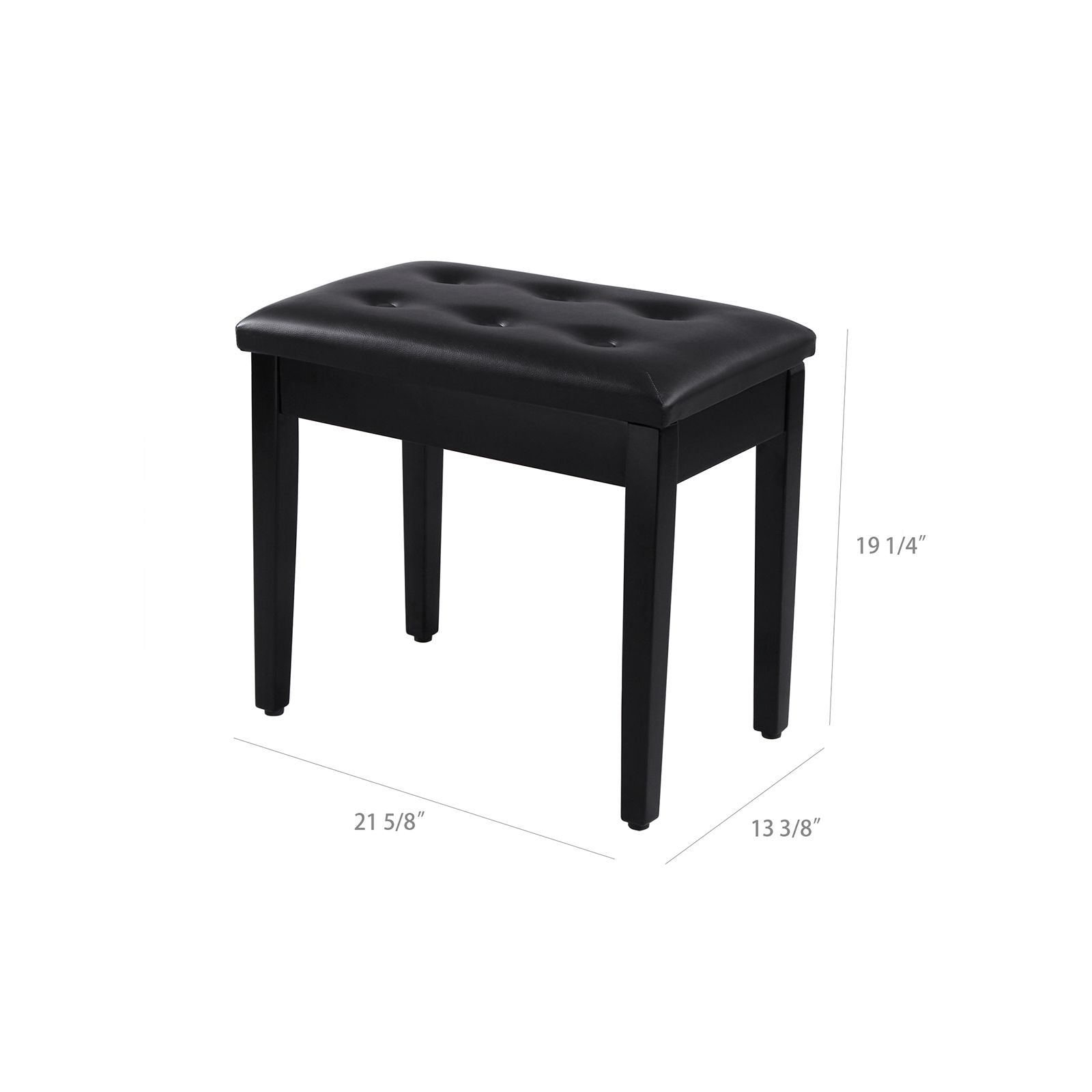 Piano Bench with Padded Cushion and Storage Compartment for Music Books - Black