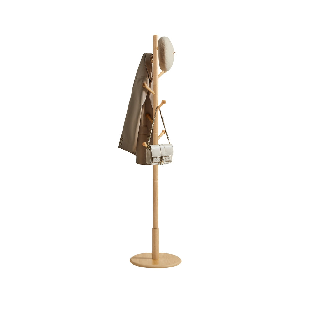Solid Wood Coat Rack - 7 Hooks - Adjustable Height - 69 Inch