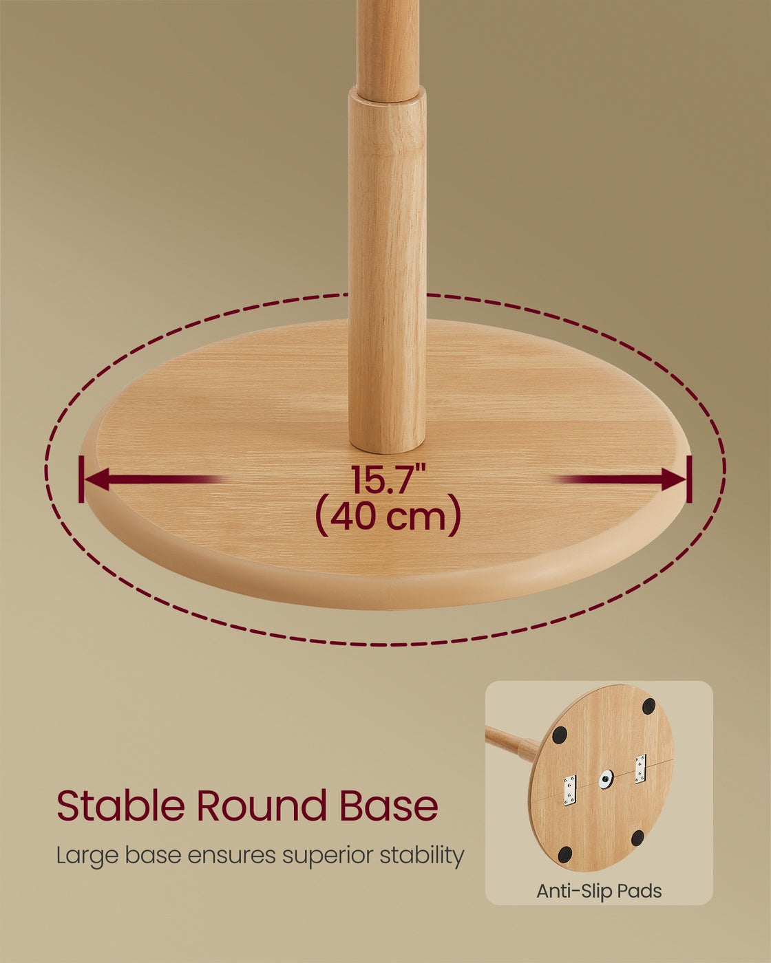 Solid Wood Coat Rack - 7 Hooks - Adjustable Height - 69 Inch