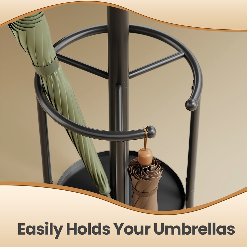 Metal Coat Rack Stand with Umbrella Holder for Entryway and Hall