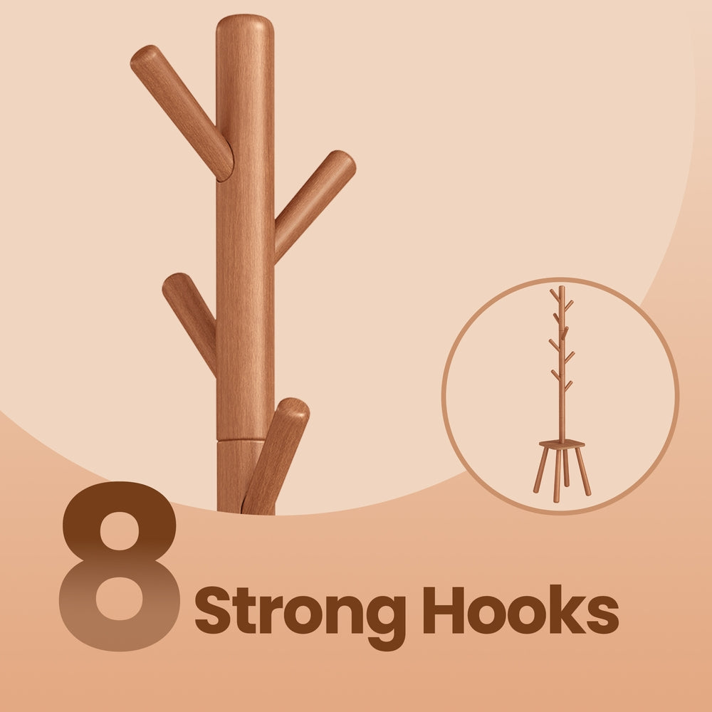 Tall Freestanding Coat Rack with Hooks and Shelf for Entryway