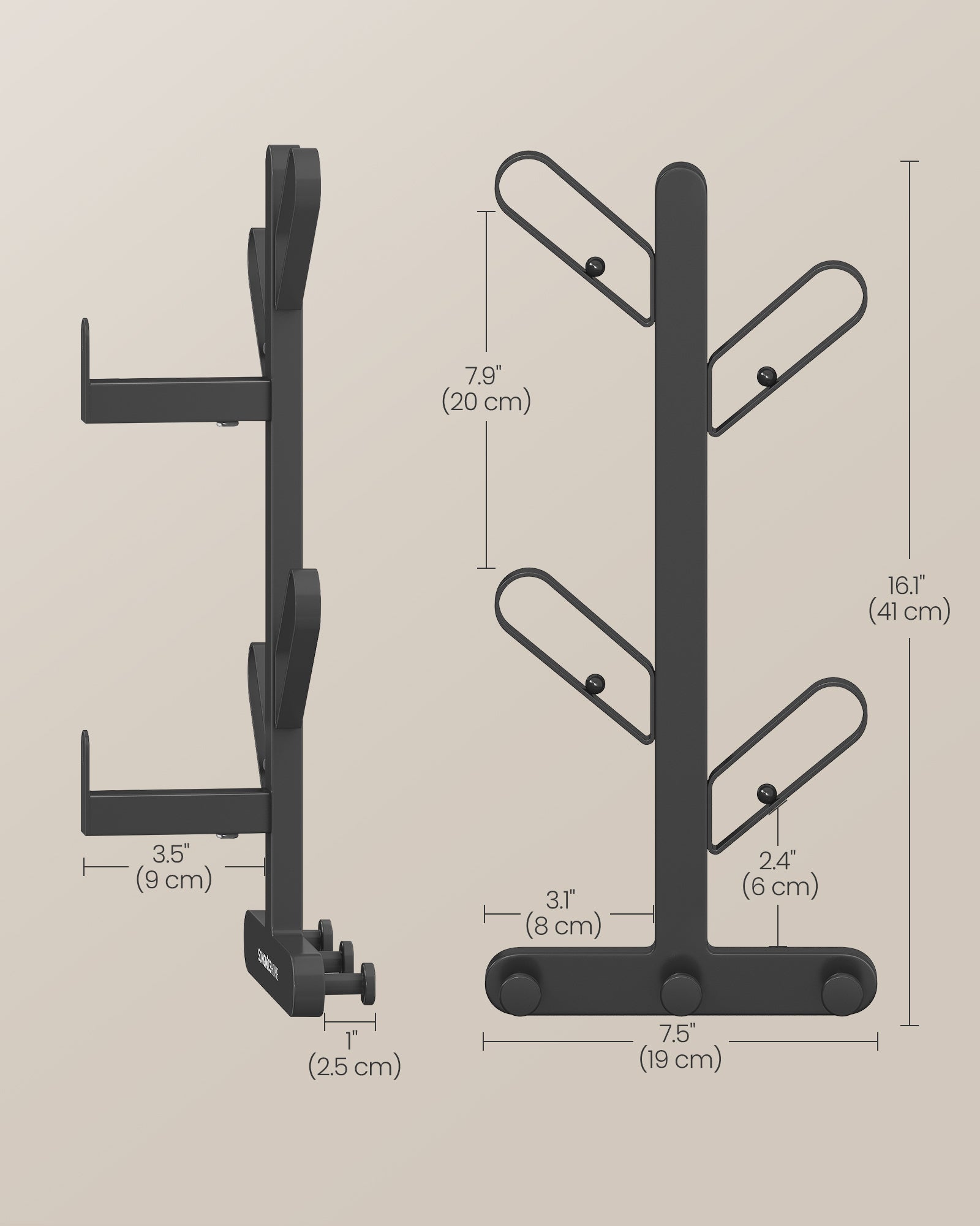 Wall-Mounted Coat Rack with 7 Hooks - Ball Tips - Ink Black