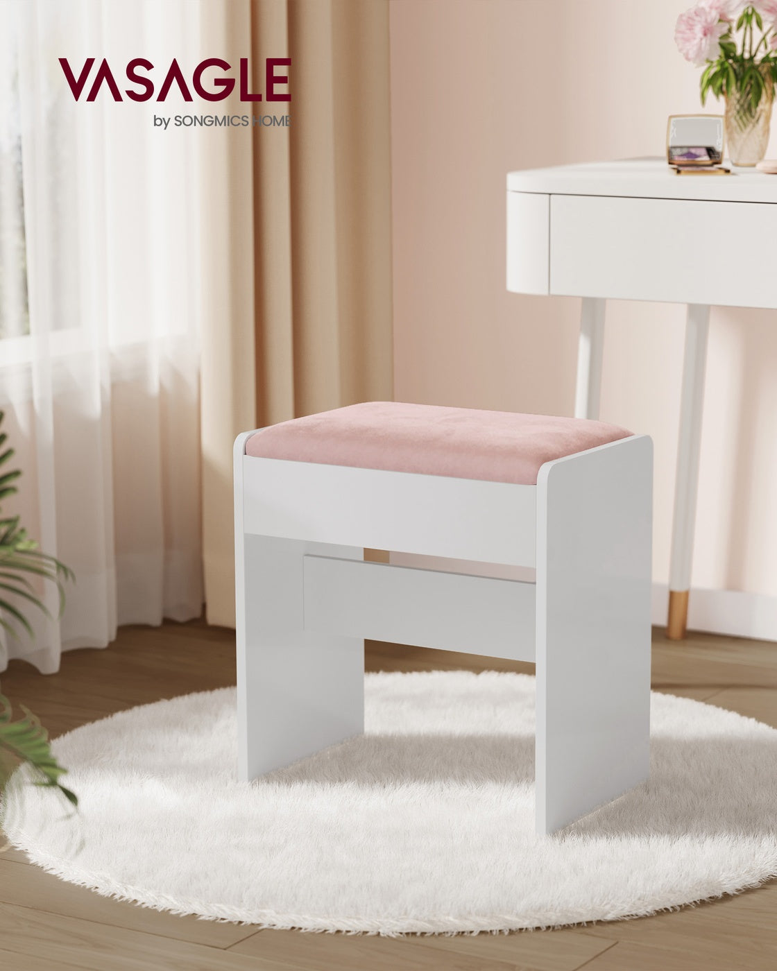 Velvet Vanity Stool With Storage