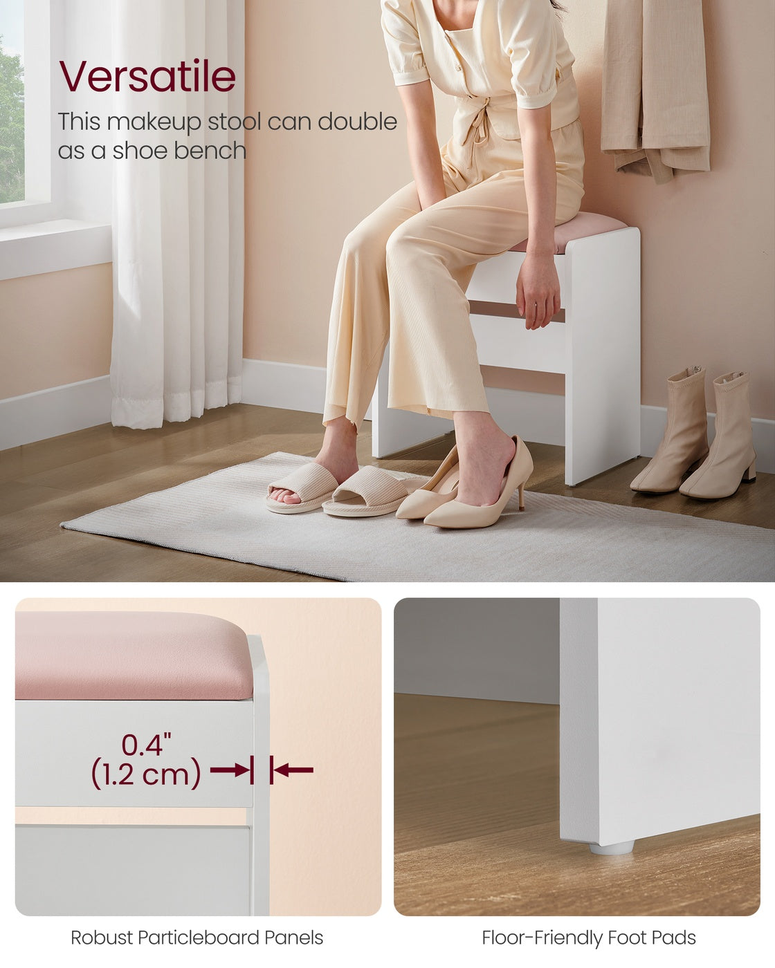 Velvet Vanity Stool With Storage