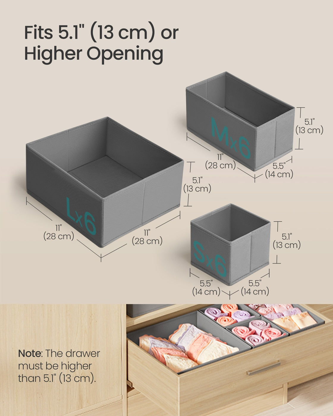 Drawer Divider Organizers - Set of 18 - Gray - Dove Gray