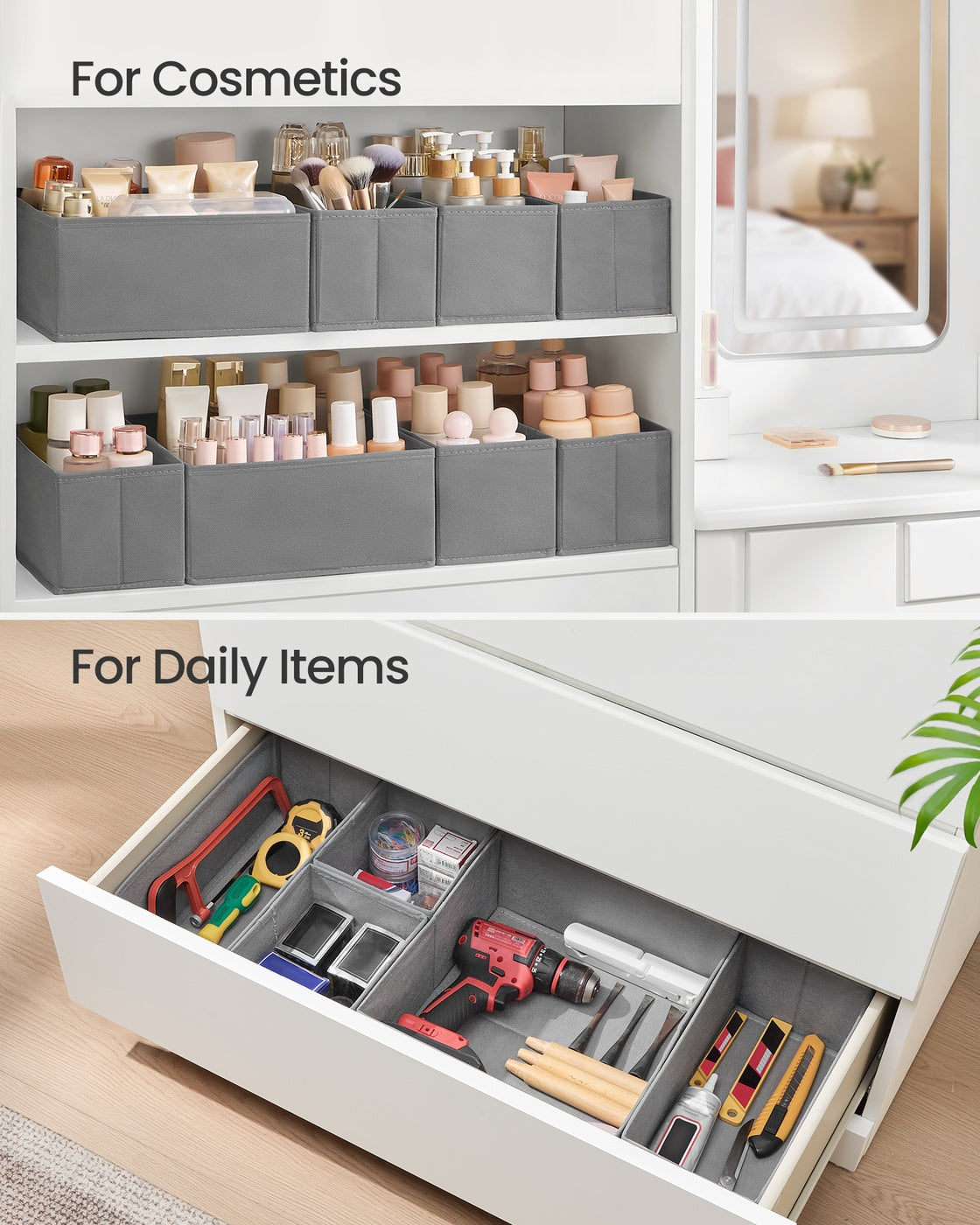 Drawer Divider Organizers - Set of 18 - Gray - Dove Gray