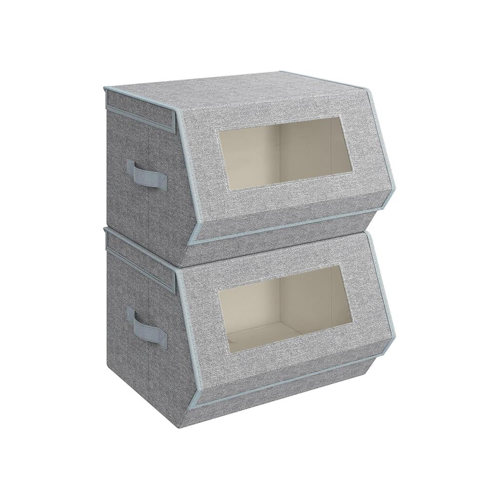 Stackable Storage Bins Set of 2 - Dove Gray