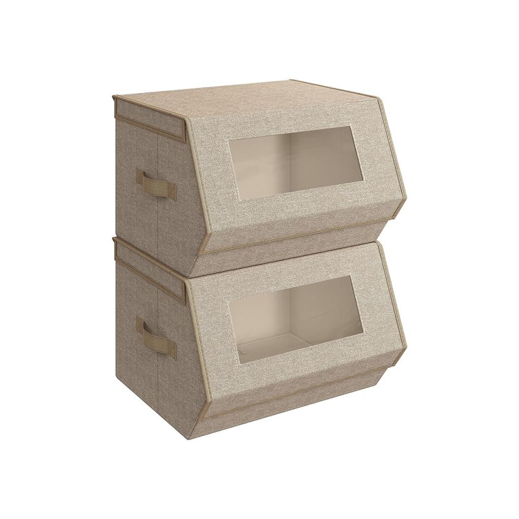 Stackable Storage Bins Set of 2 - Sand Beige