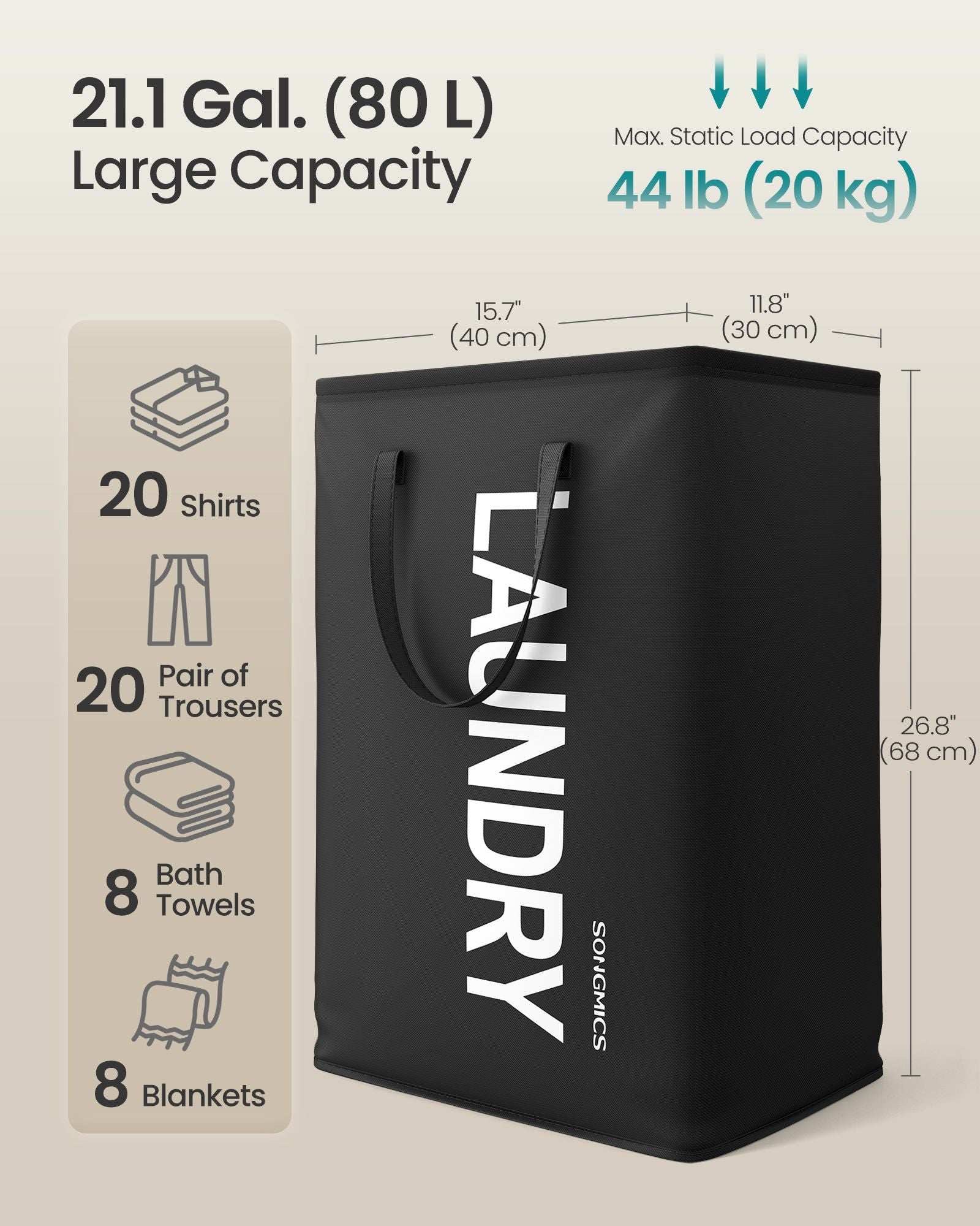 Foldable Laundry Hamper - Black
