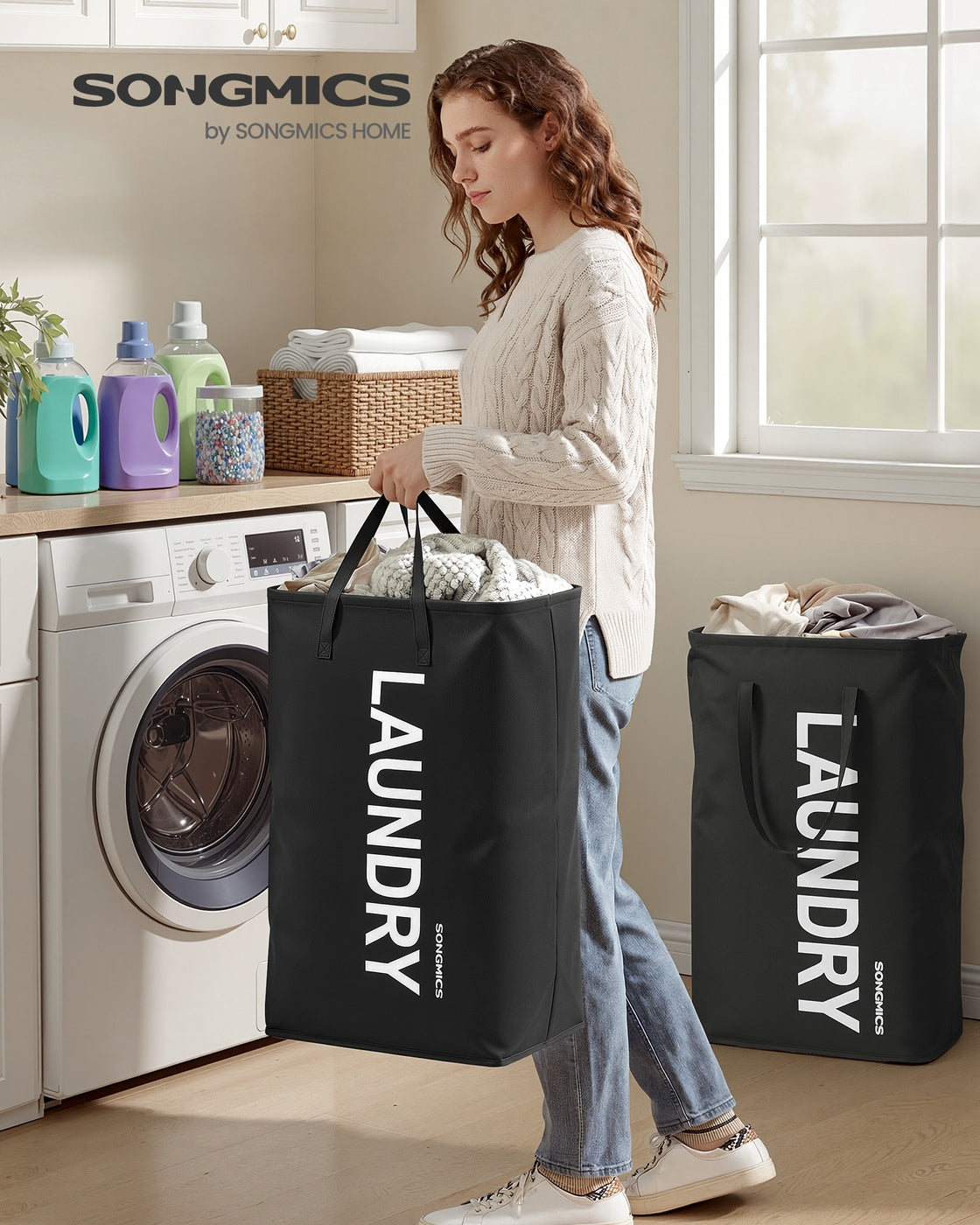 Collapsible Laundry Hamper - Oxford Fabric with Steel Frame - 44 lb Capacity