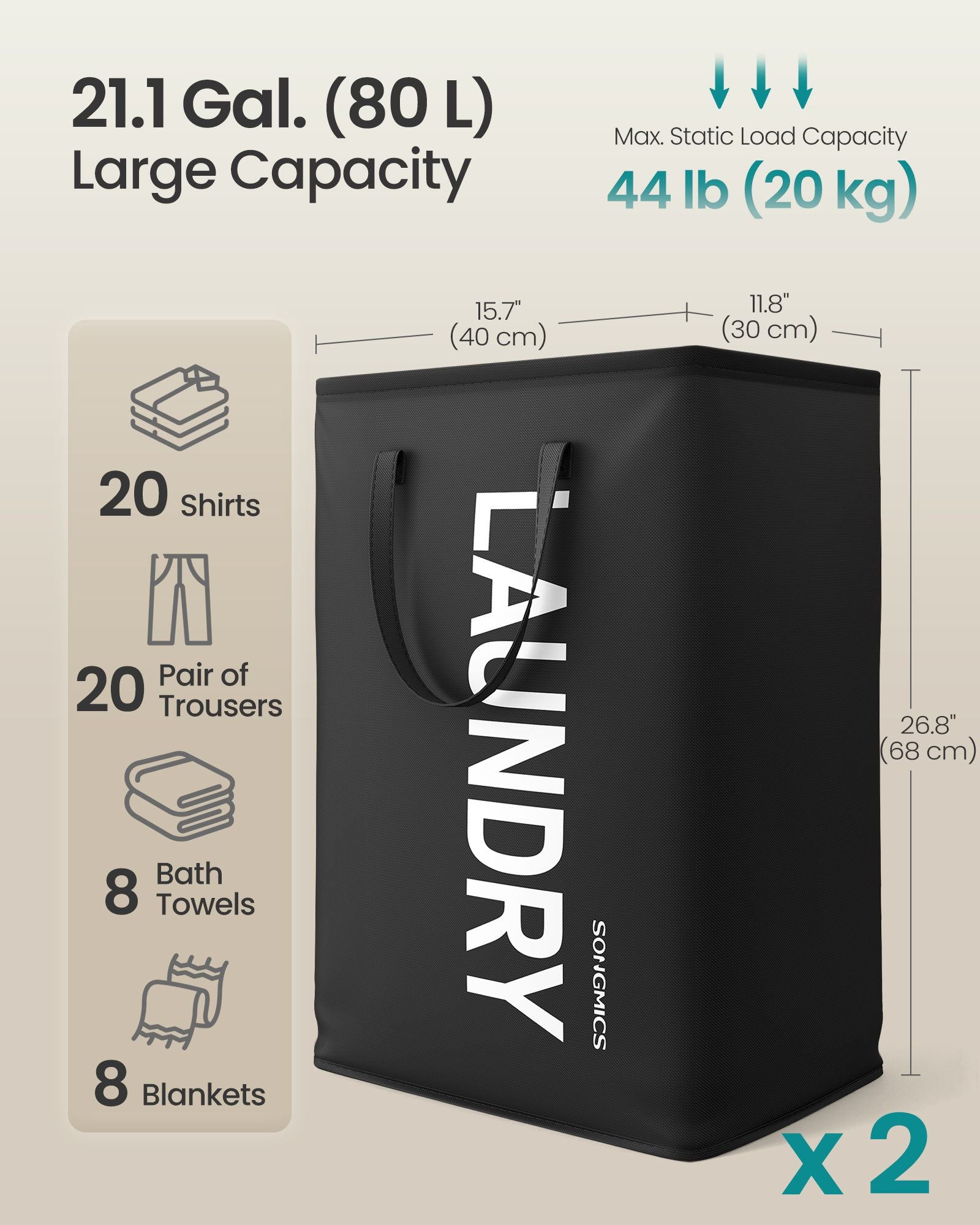 Collapsible Laundry Hamper - Beige