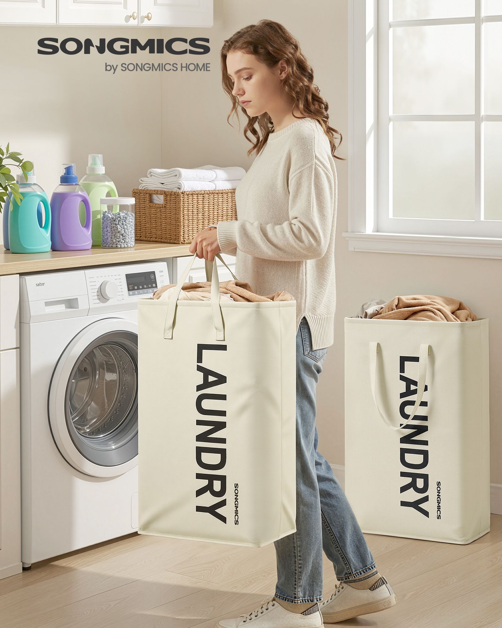 Collapsible Laundry Hamper - White