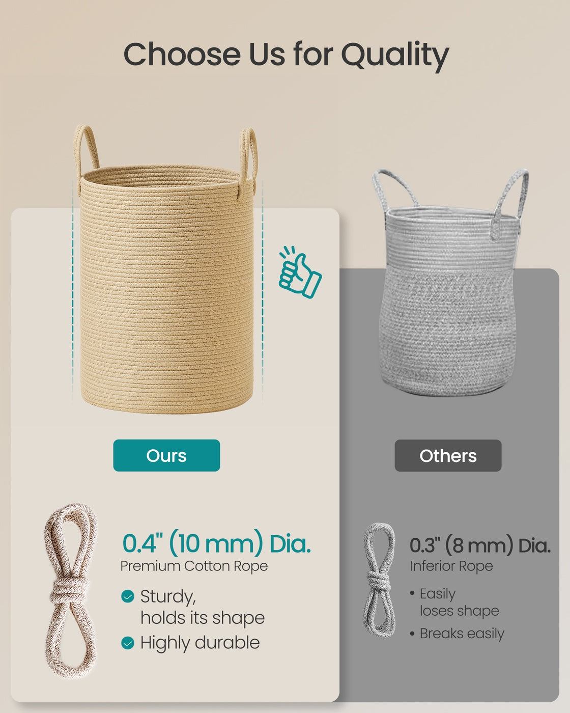 Cotton Rope Laundry Basket - 15 Gal - Soft Sides With Handles