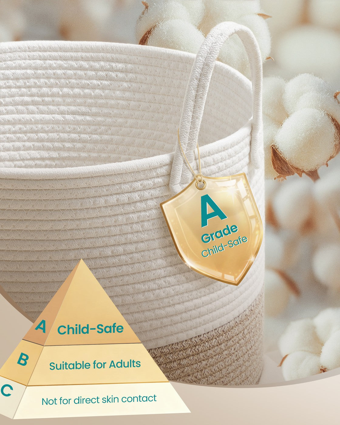 Cotton Rope Laundry Basket - 24 Gal - Tall Soft-Sided Hamper