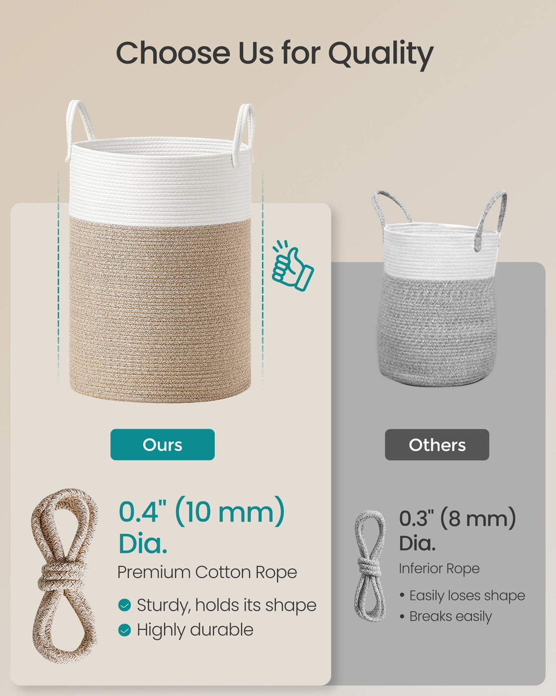 Cotton Rope Laundry Basket - 24 Gal - Tall Soft-Sided Hamper