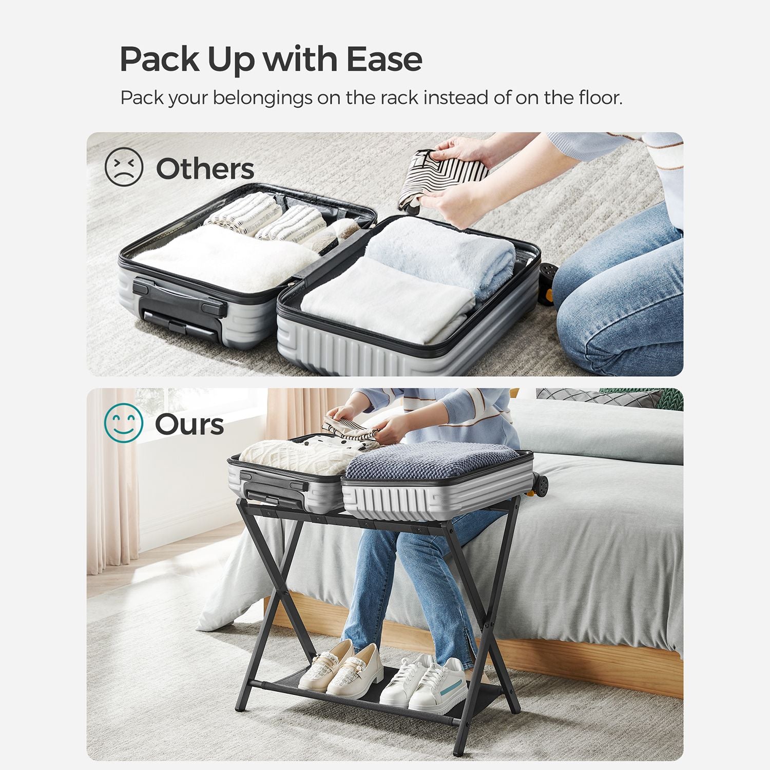 Luggage Rack for Guest Room - Black