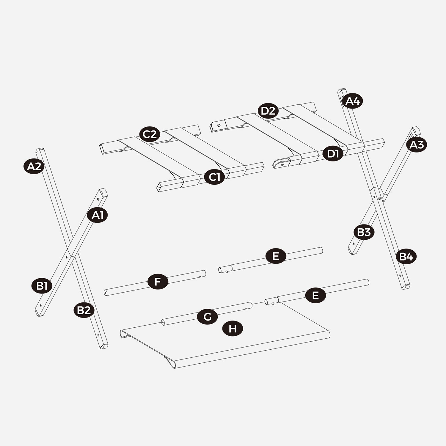 Luggage Rack for Guest Room - Black