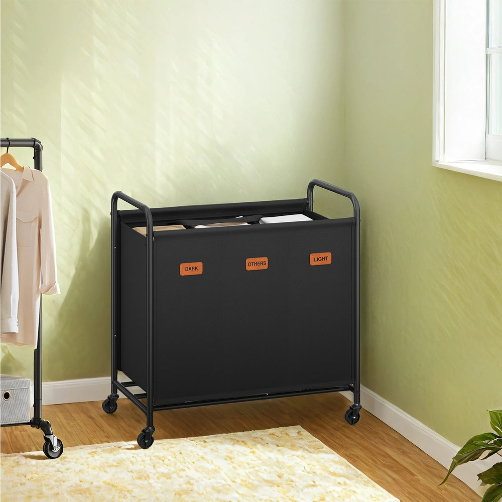 Rolling Laundry Sorter Cart with Removable Bags for Home - Ink Black - 27.2"L x 15.7"W x 35.8"H