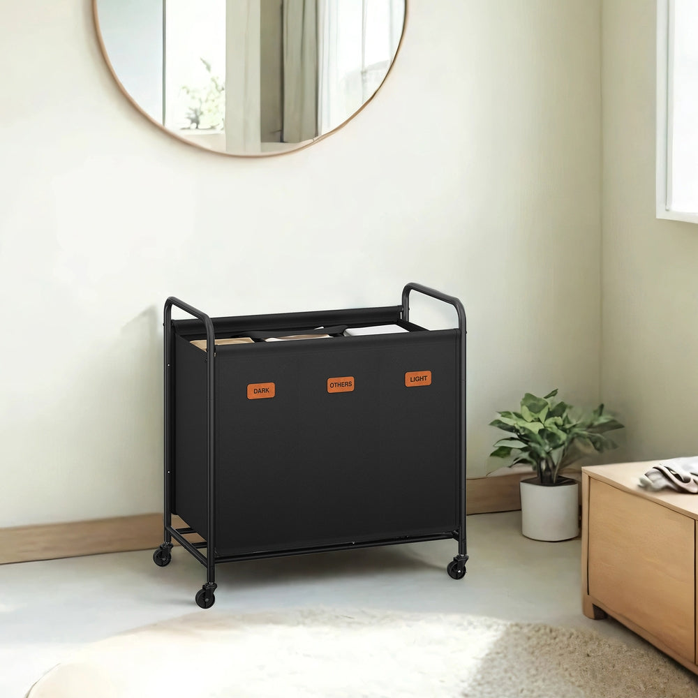Rolling Laundry Sorter Cart with Removable Bags for Home - Ink Black