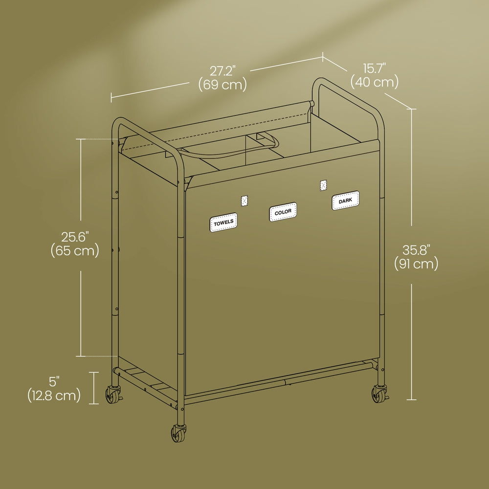 Rolling Laundry Sorter Cart with Removable Bags for Home - Ink Black